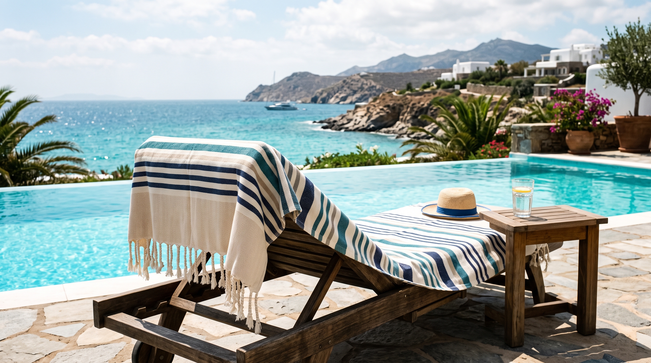 Wavenna Luxury Turkish Beach Towel on Mediterranean Coast